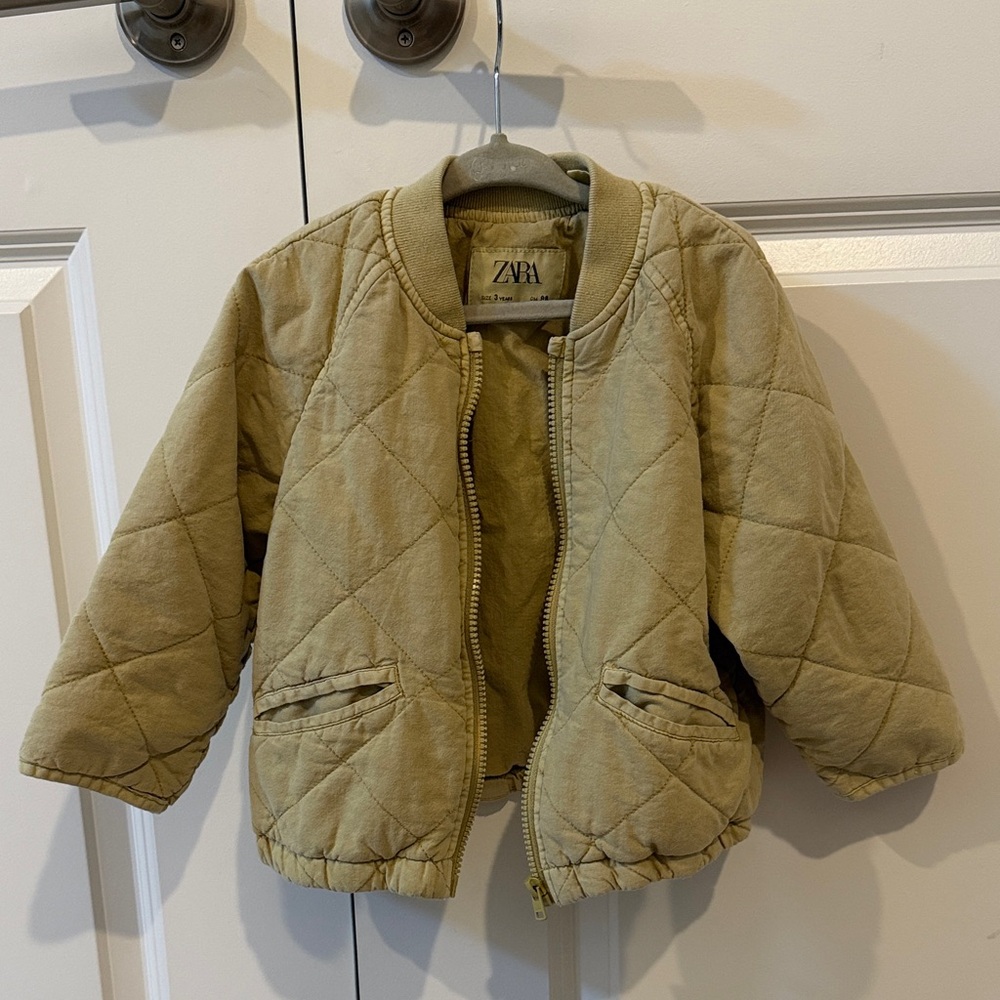 Zara Kids Green Quilted Puffer Jacket